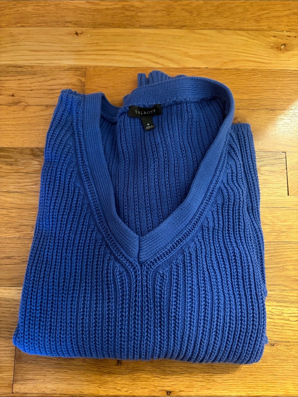 Talbots Men's Royal Blue V-Neck Ribbed Sweater